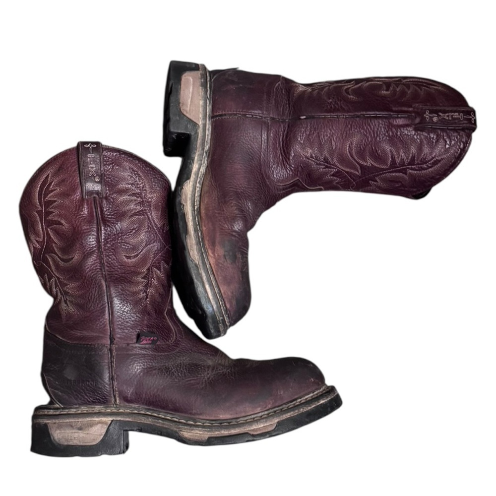 TONY LAMA HENRICK Waterproof Brn Embroidered Boots Men’s Leather Round Toe SZ 9